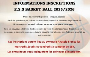 INSCRIPTIONS BASKET BALL 2025.2026