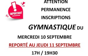 INFO INSCRIPTION GYMNASTIQUE