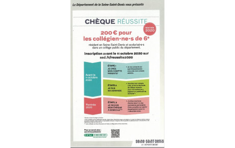 Entrée au collège &quot;CHEQUE REUSSITE&quot;