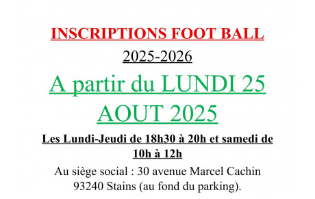 INFORMATIONS INSCRIPTIONS FOOTBALL 2025/2026