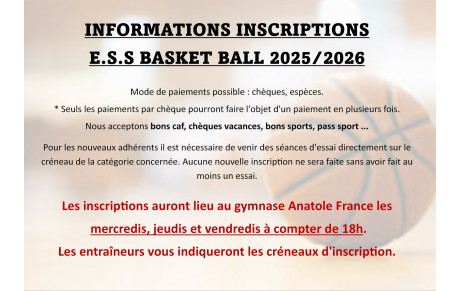 INSCRIPTIONS BASKET BALL 2025.2026