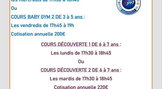 INSCRIPTIONS GYMNASTIQUE 2024.2025